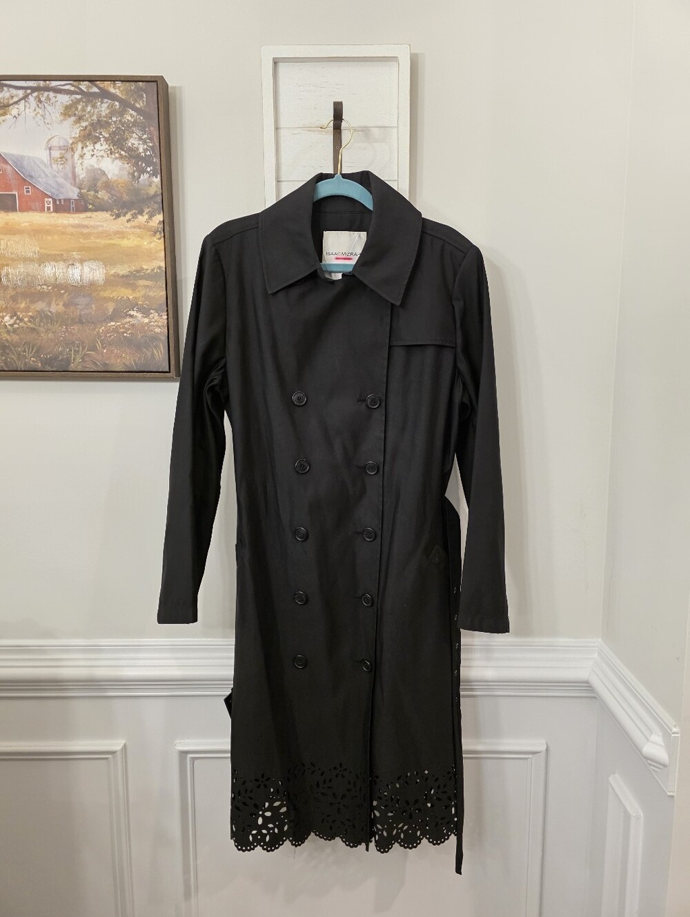 Vintage Isaac Mizrahi For Target Black Eyelet Trench Medium